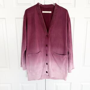 Raquel Allegra Ren Plum Pink Ombre Oversized Button Front Cardigan Coat